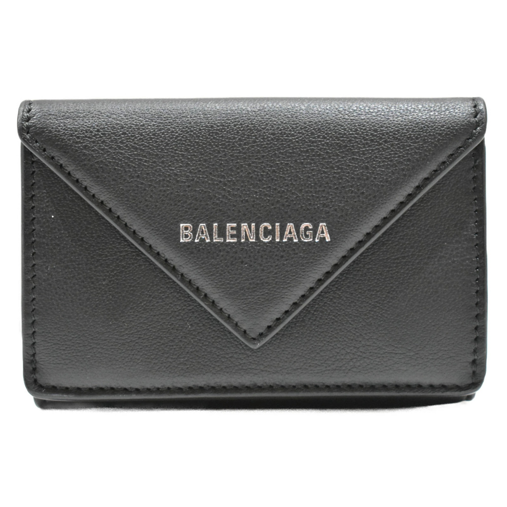 BALENCIAGA Paper Wallet Leather Black Folding